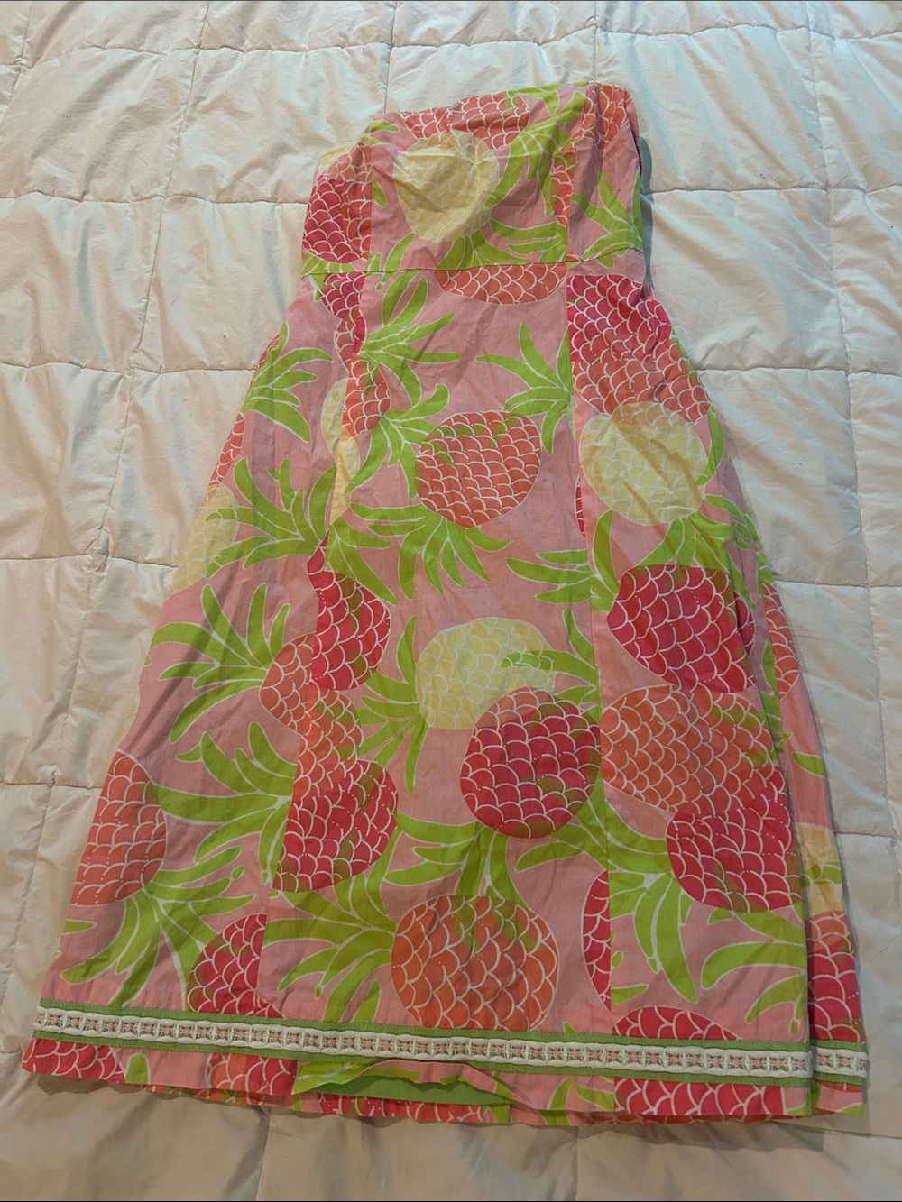 Lilly Pulitzer Pink Strapless Pineapple Print Dress